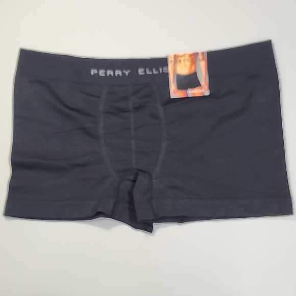 Perry Ellis Black Boxer Briefs Stretchy Contoured Fit Seamless Vintage - Picture 1 of 4